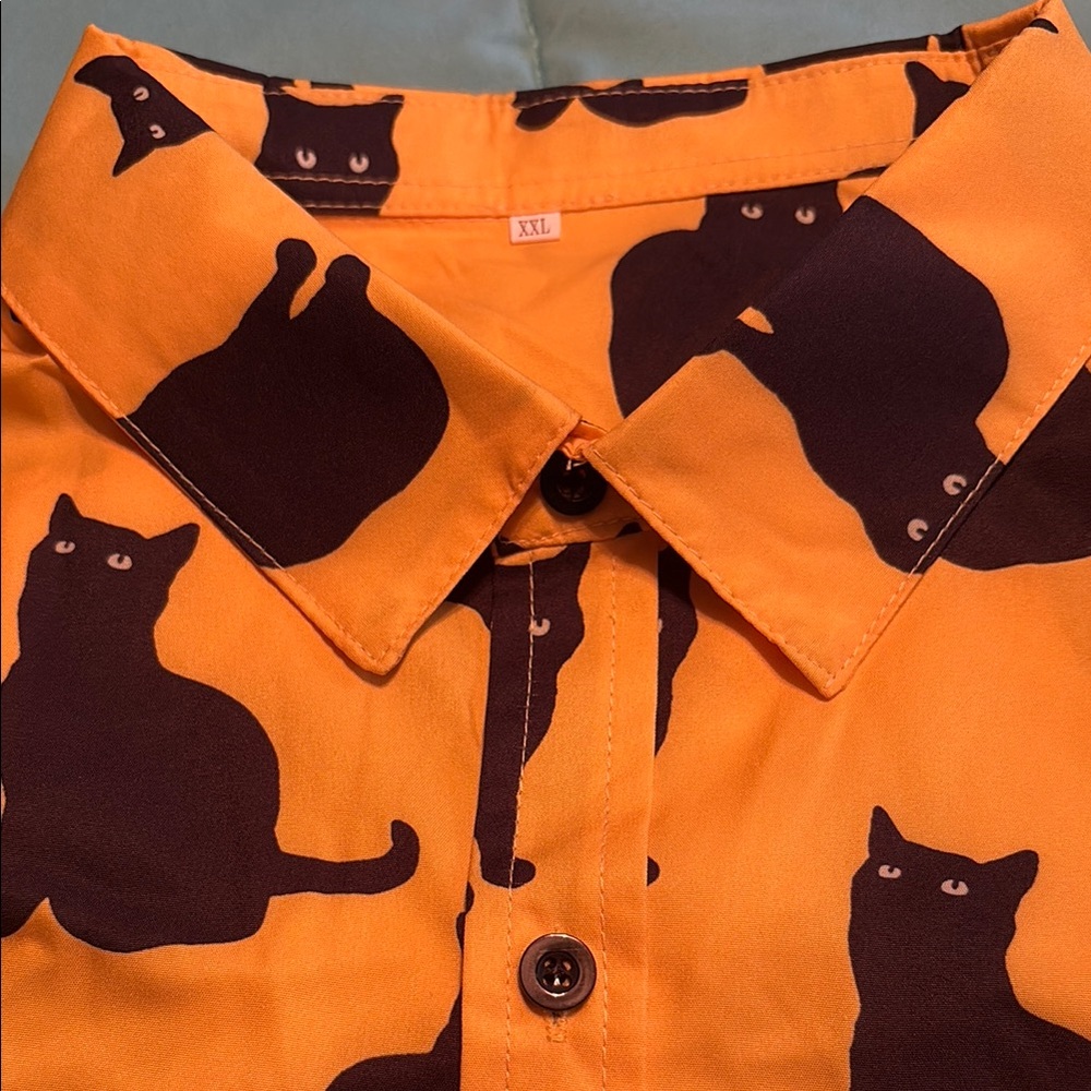 Yellow Cat Print Shirt for Cat Lovers